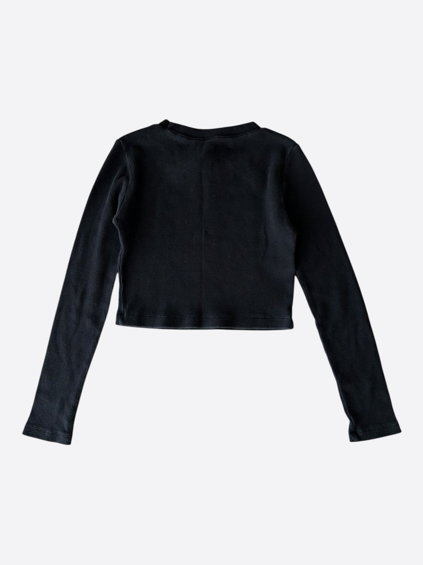 Chrome Hearts Black & White CH Embroidered Logo Thermal Cropped Longsleeve T-Shirt