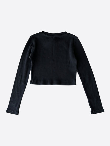 Chrome Hearts Black & White CH Embroidered Logo Thermal Cropped Longsleeve T-Shirt