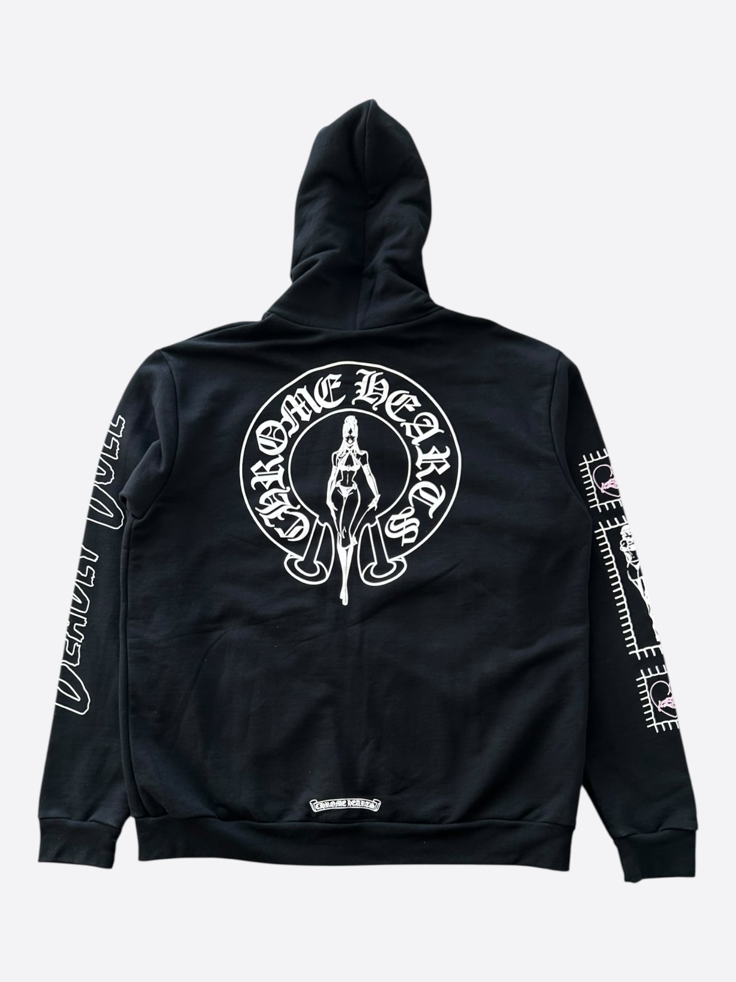 Chrome Hearts Black, White & Pink Deadly Doll Zip Up Hoodie