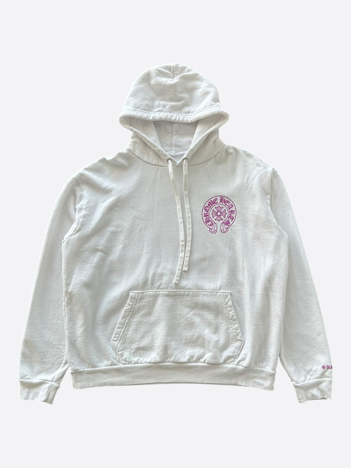 Chrome Hearts White & Purple Glitter Horseshoe Logo Hoodie