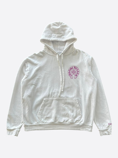Chrome Hearts White & Purple Glitter Horseshoe Logo Hoodie