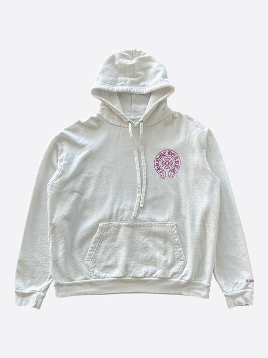 Chrome Hearts White & Purple Glitter Horseshoe Logo Hoodie