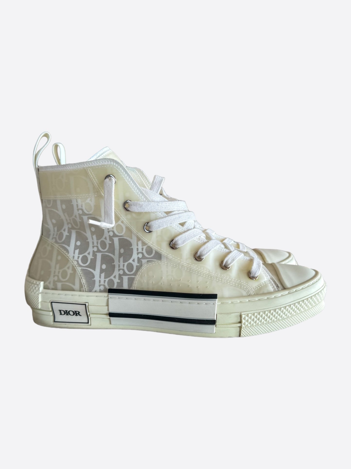 Dior White Oblique B23 Hightop Sneakers