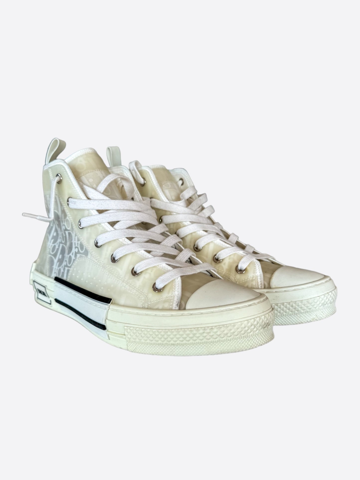 Dior White Oblique B23 Hightop Sneakers