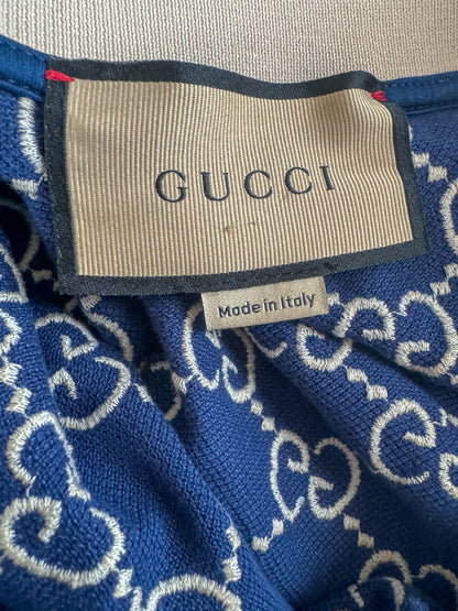 Gucci Blue & White GG Monogram Polo Shirt