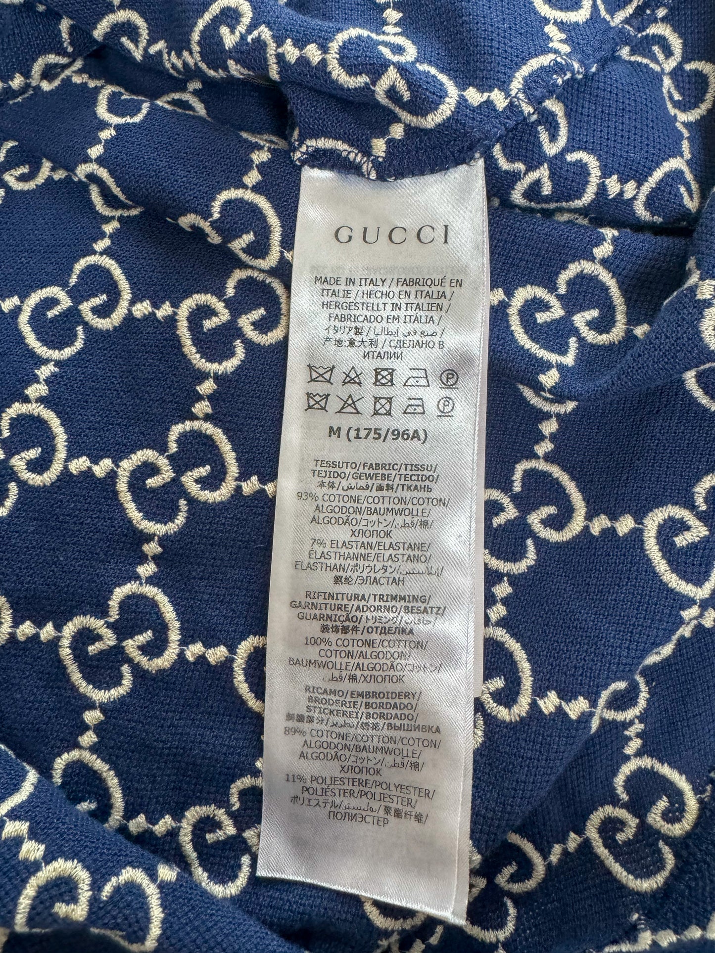 Gucci Blue & White GG Monogram Polo Shirt