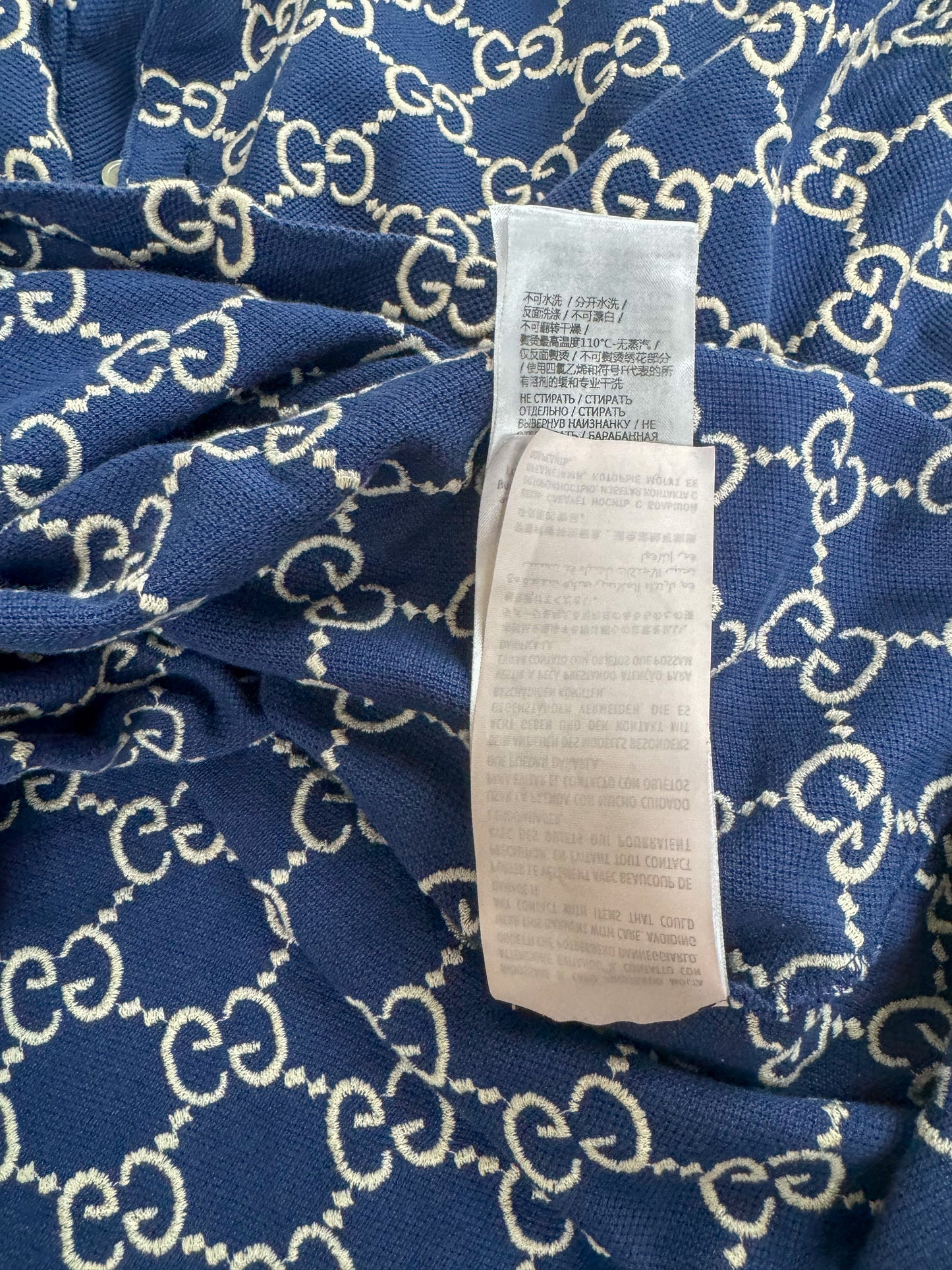 Gucci Blue & White GG Monogram Polo Shirt