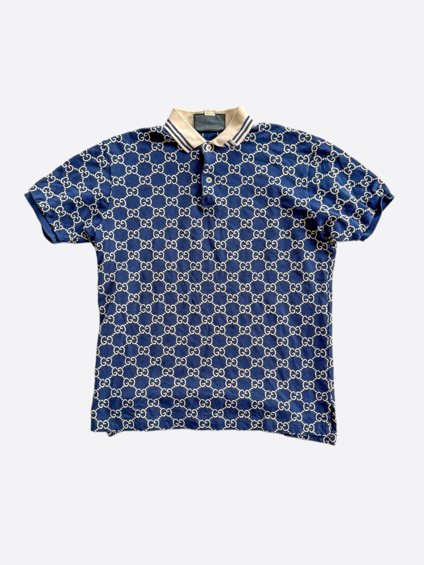 Gucci Blue & White GG Monogram Polo Shirt