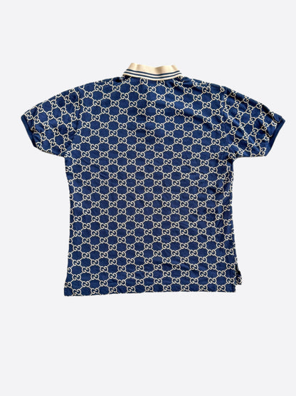 Gucci Blue & White GG Monogram Polo Shirt