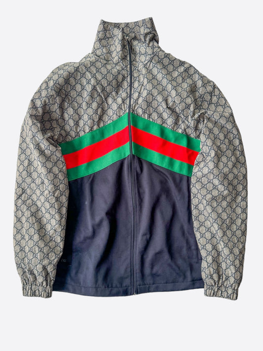 Gucci Beige GG Monogram Striped Windbreaker