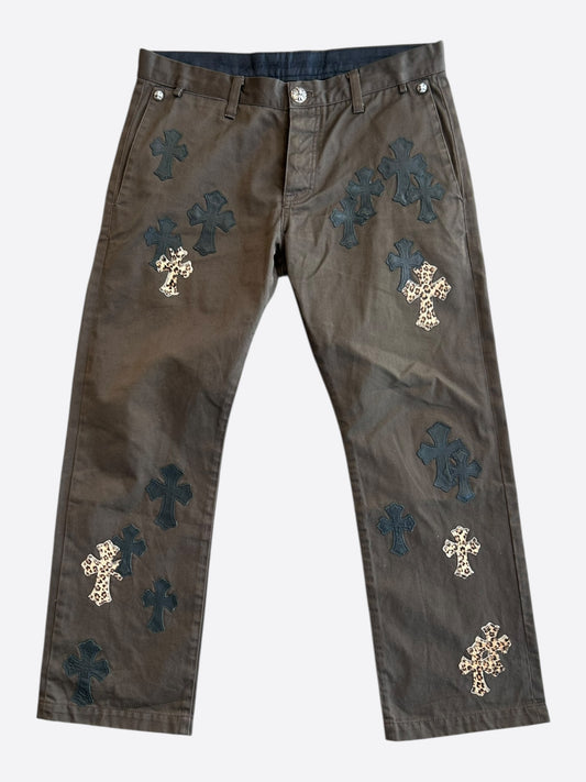 Chrome Hearts Brown Cheetah Cross Patch Chino Pants