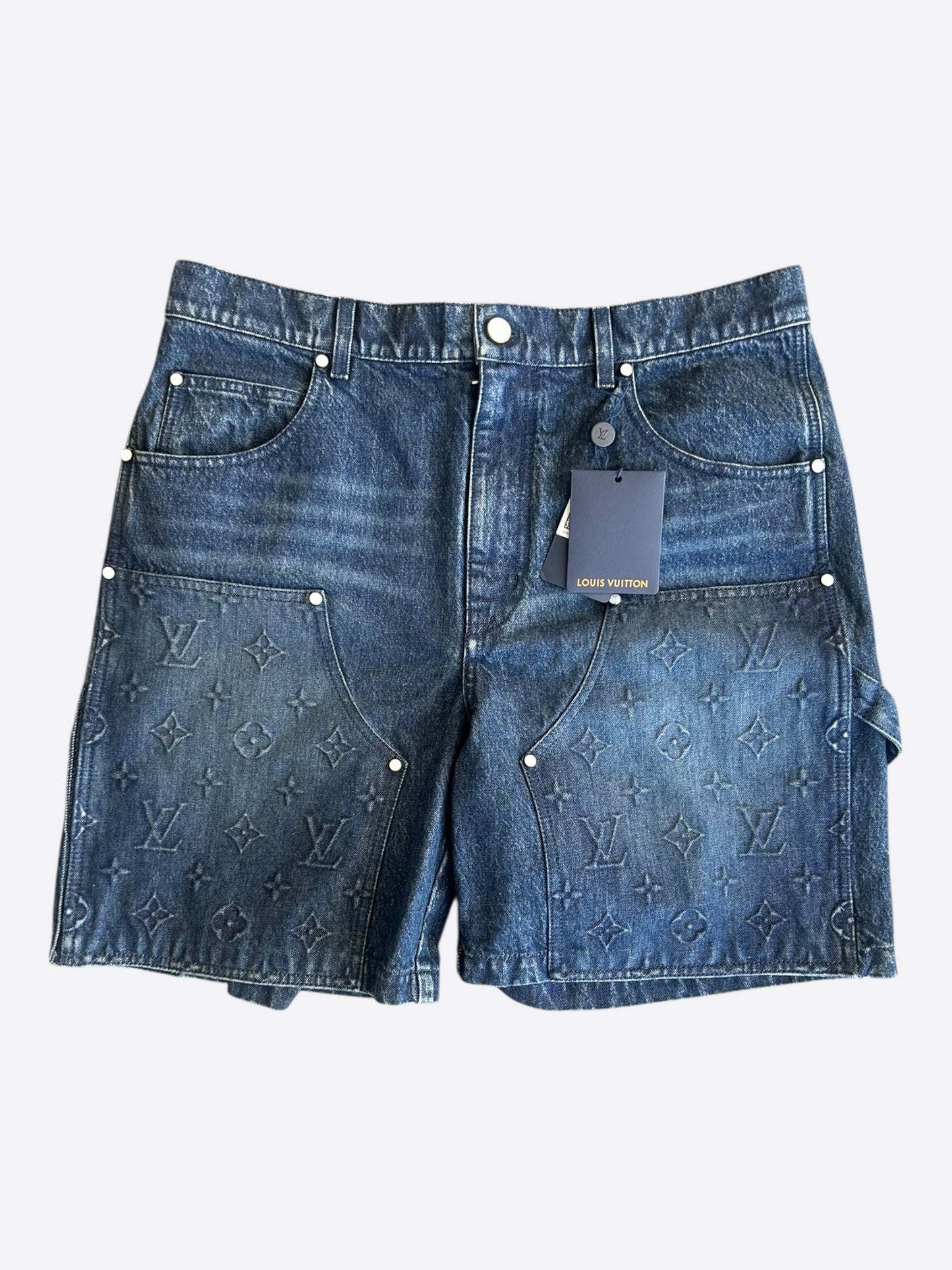 Louis Vuitton Blue Monogram Carpenter Denim Shorts