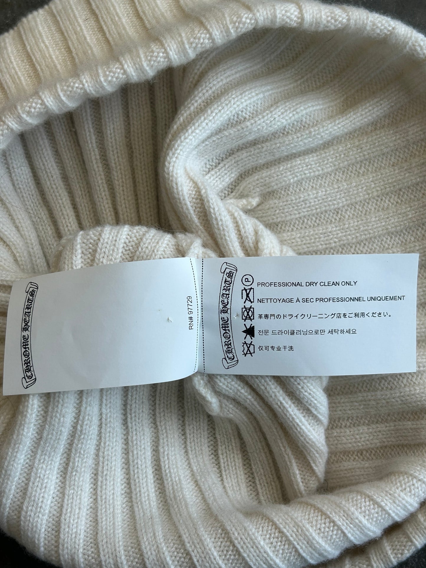 Chrome Hearts Beige & White Cross Patch Cashmere Beanie