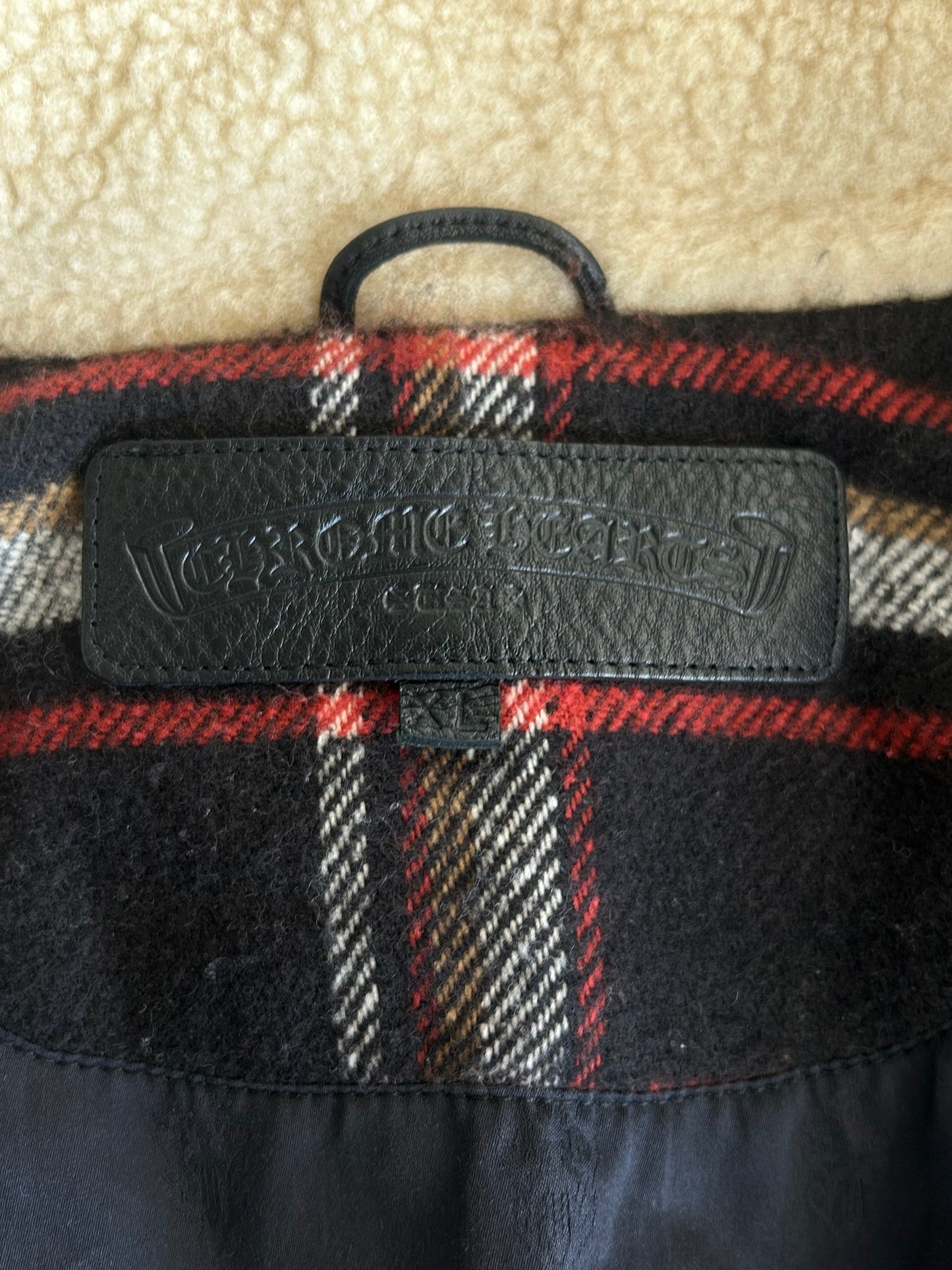 Chrome Hearts Black & Red Plaid Sherpa Jacket
