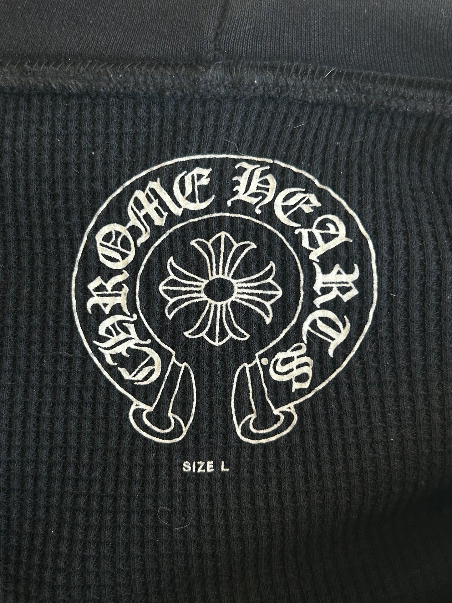 Chrome Hearts Black & White Double Cross Logo Thermal Zip Up Hoodie
