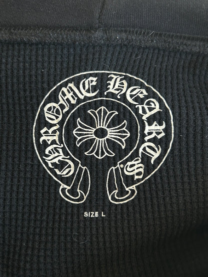 Chrome Hearts Black & White Double Cross Logo Thermal Zip Up Hoodie