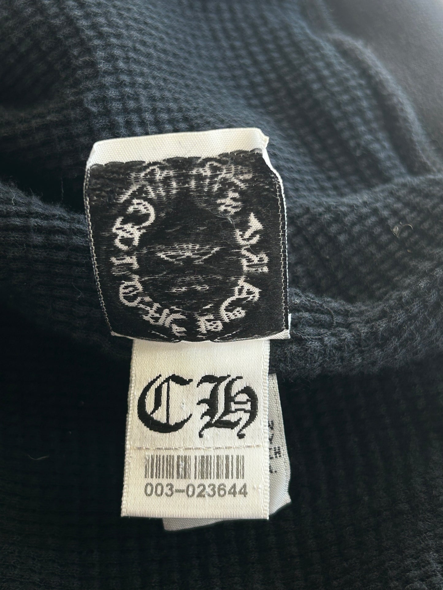Chrome Hearts Black & White Double Cross Logo Thermal Zip Up Hoodie