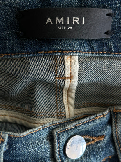 Amiri Blue Indigo & Crystal Bandana Patch MX1 Jeans