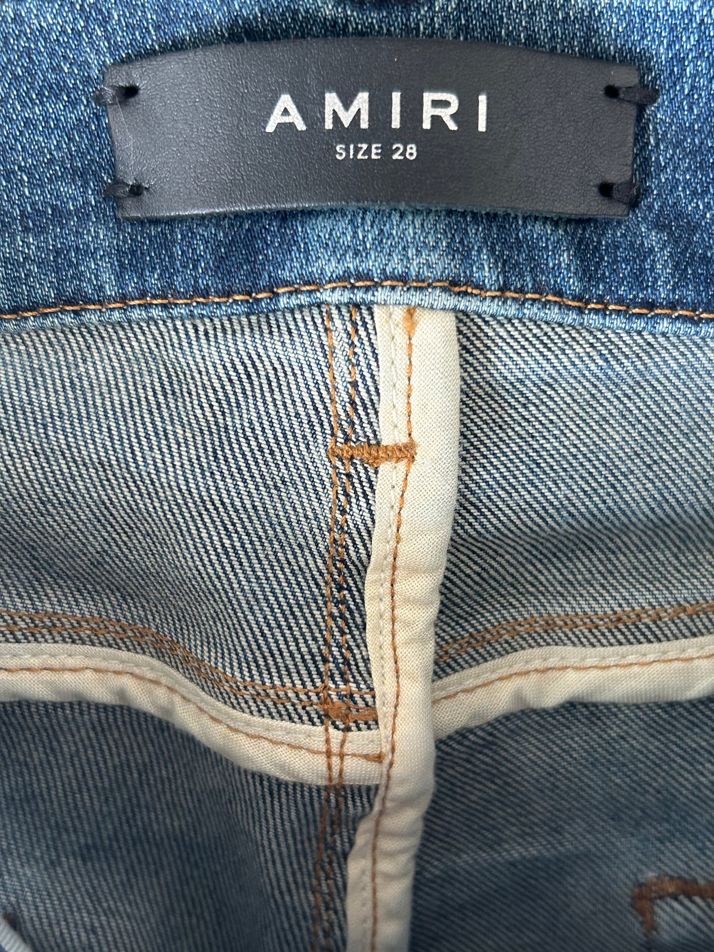 Amiri Clay Indigo Camouflage Patch MX1 Jeans