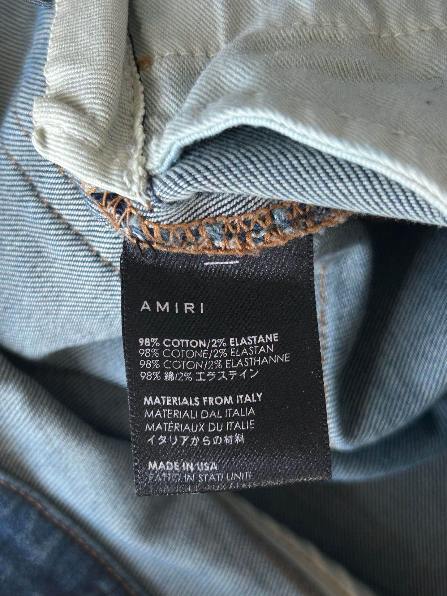 Amiri Clay Indigo Camouflage Patch MX1 Jeans
