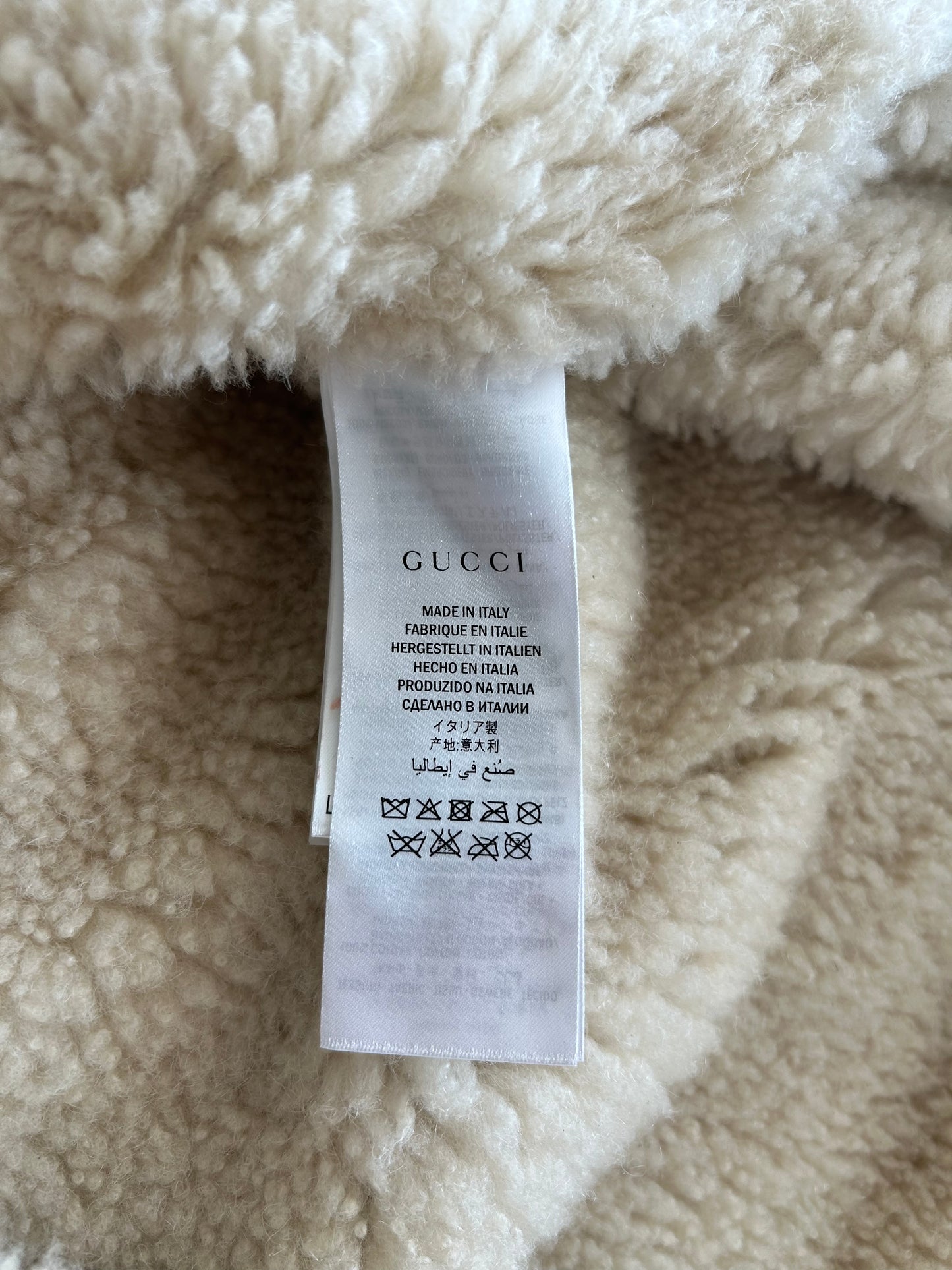 Gucci Blue Patches Embroidered Sherpa Denim Jacket