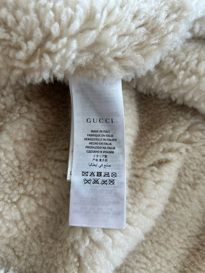 Gucci Blue Patches Embroidered Sherpa Denim Jacket