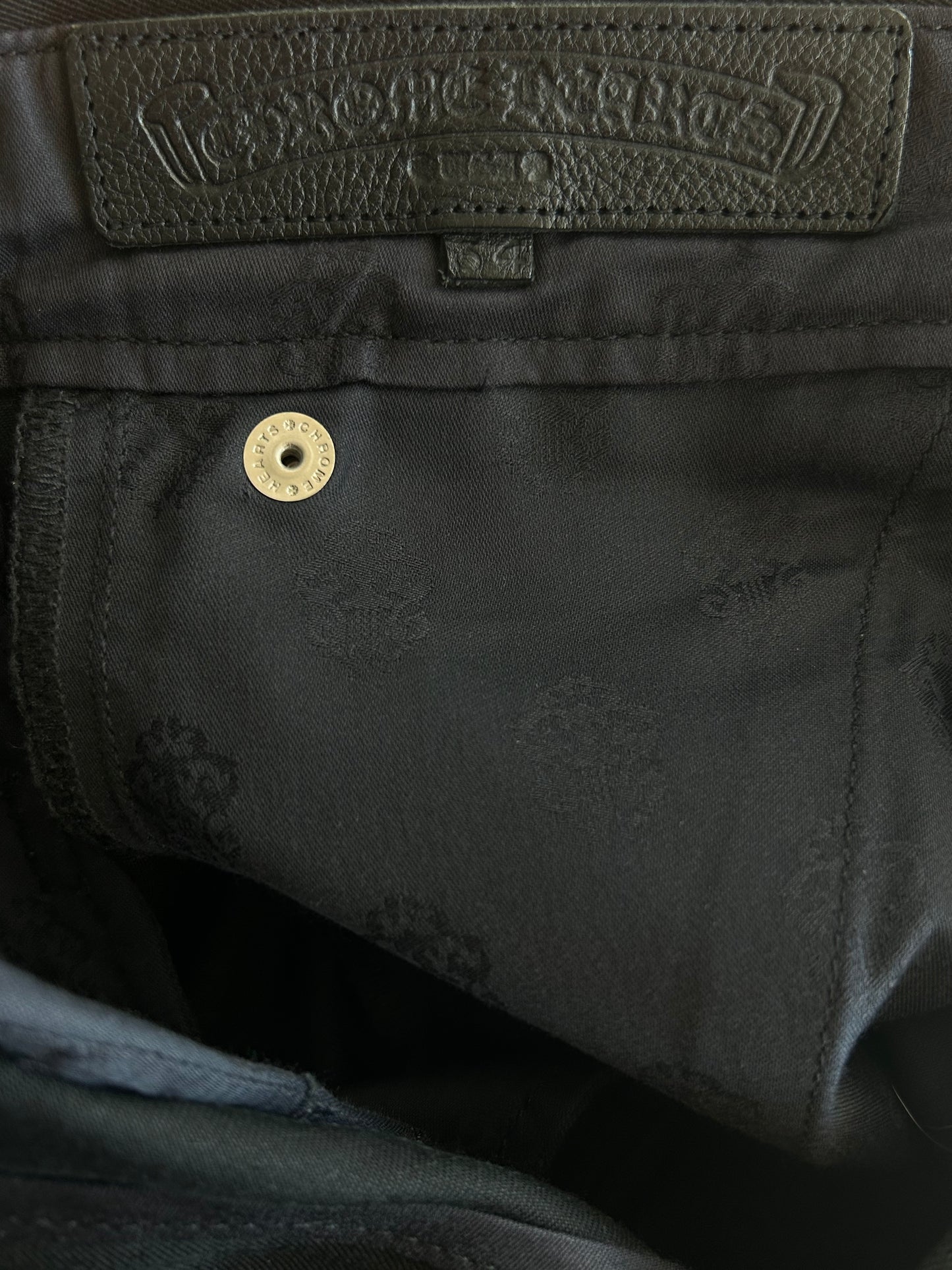 Chrome Hearts Black Cheetah & Green Cross Patch Chino Pants