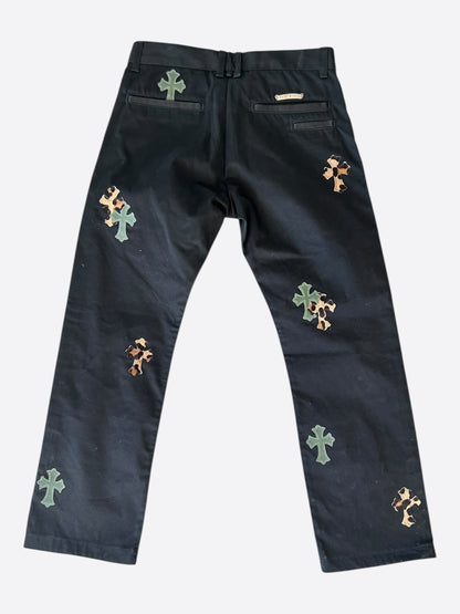 Chrome Hearts Black Cheetah & Green Cross Patch Chino Pants