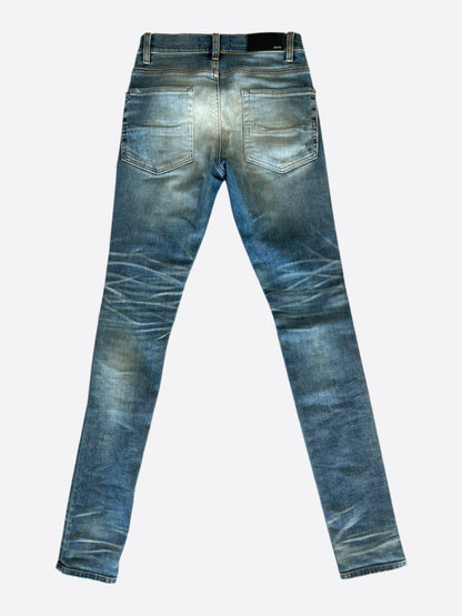 Amiri Blue Indigo & Crystal Bandana Patch MX1 Jeans