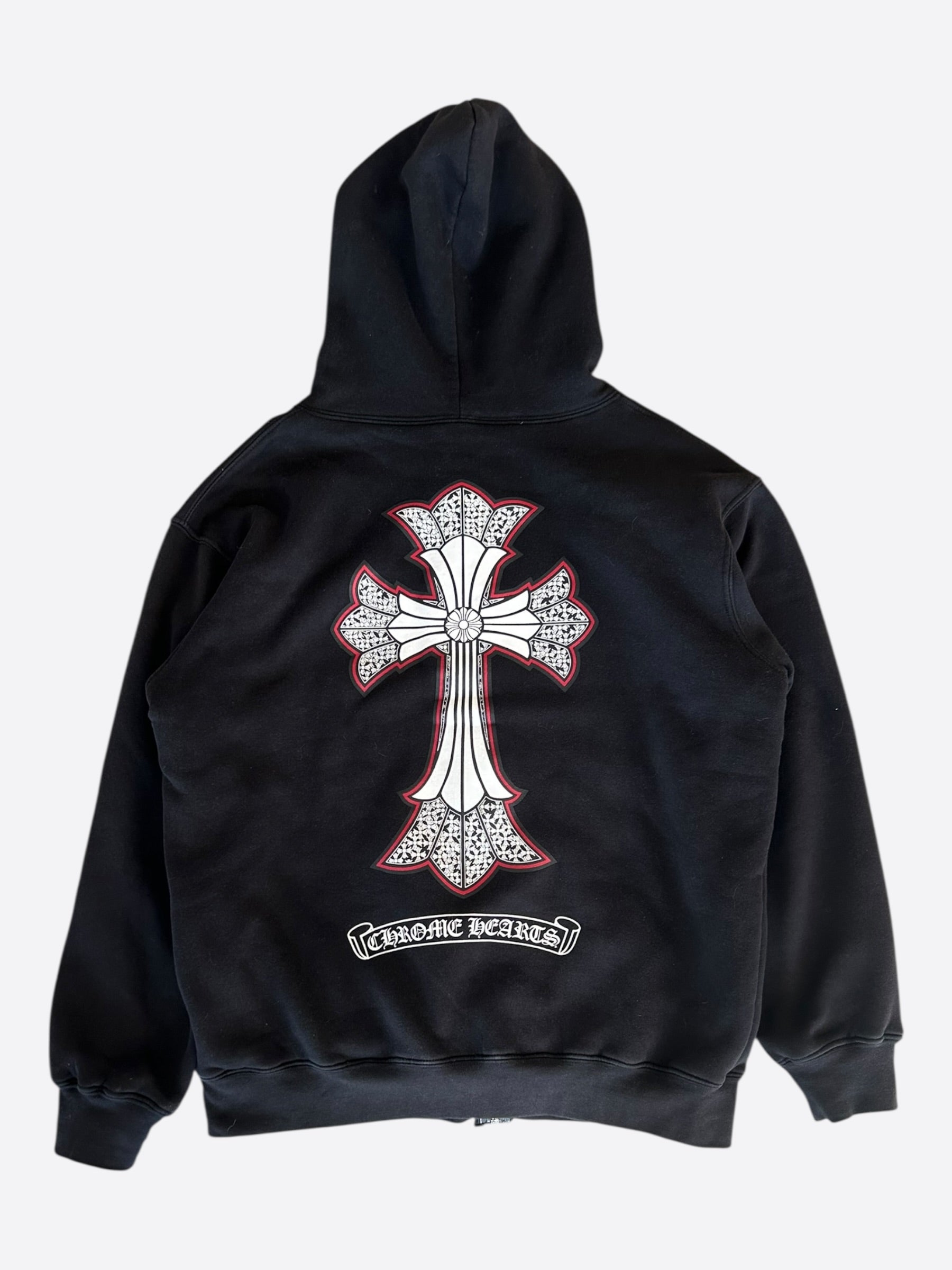 Chrome Hearts Black & White Double Cross Logo Thermal Zip Up