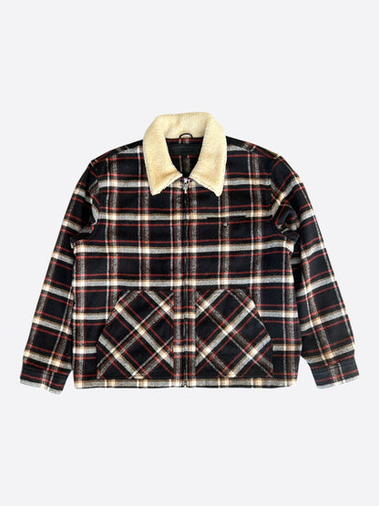Chrome Hearts Black & Red Plaid Sherpa Jacket