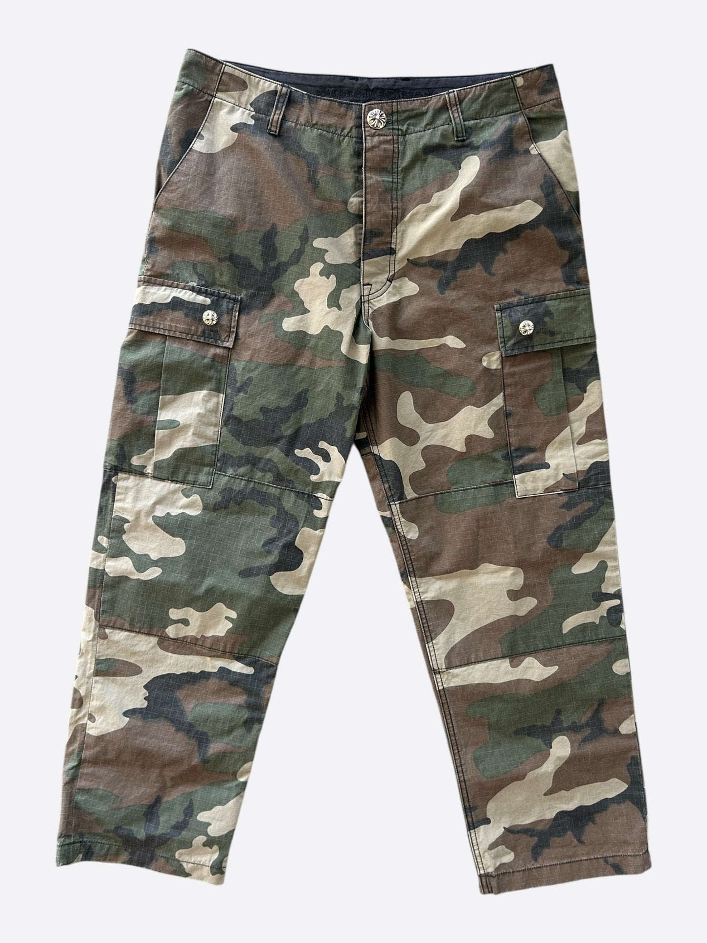 Chrome Hearts Green Camouflage Cross Patch Cargo Pants