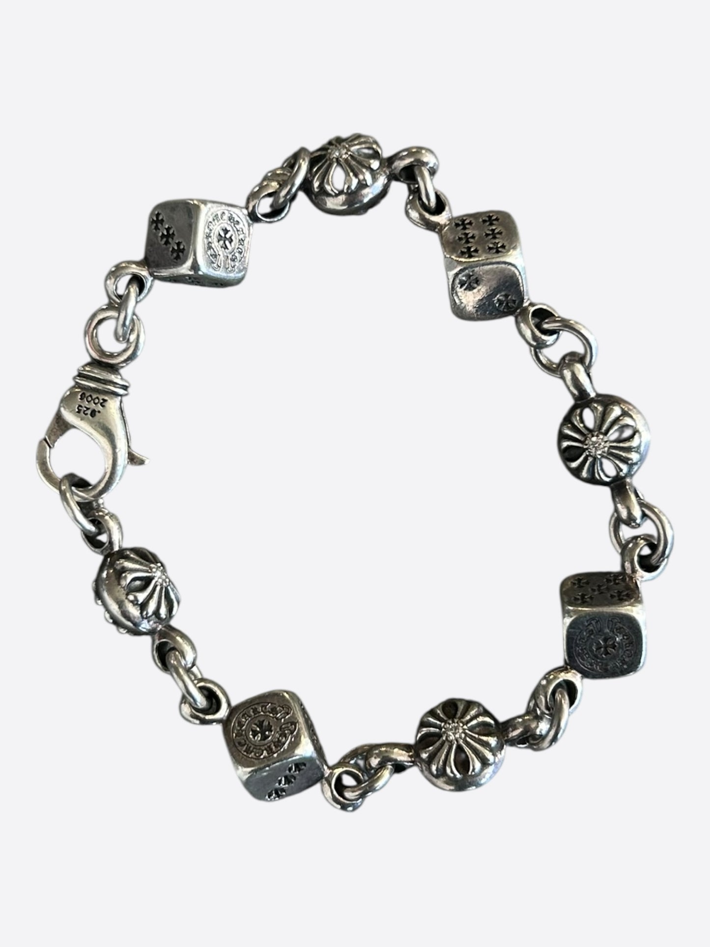 Chrome Hearts Silver & Diamond Dice Bracelet