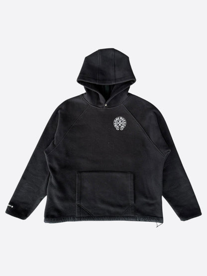 Chrome Hearts Black & White Embroidered Horseshoe Logo Fleece Hoodie