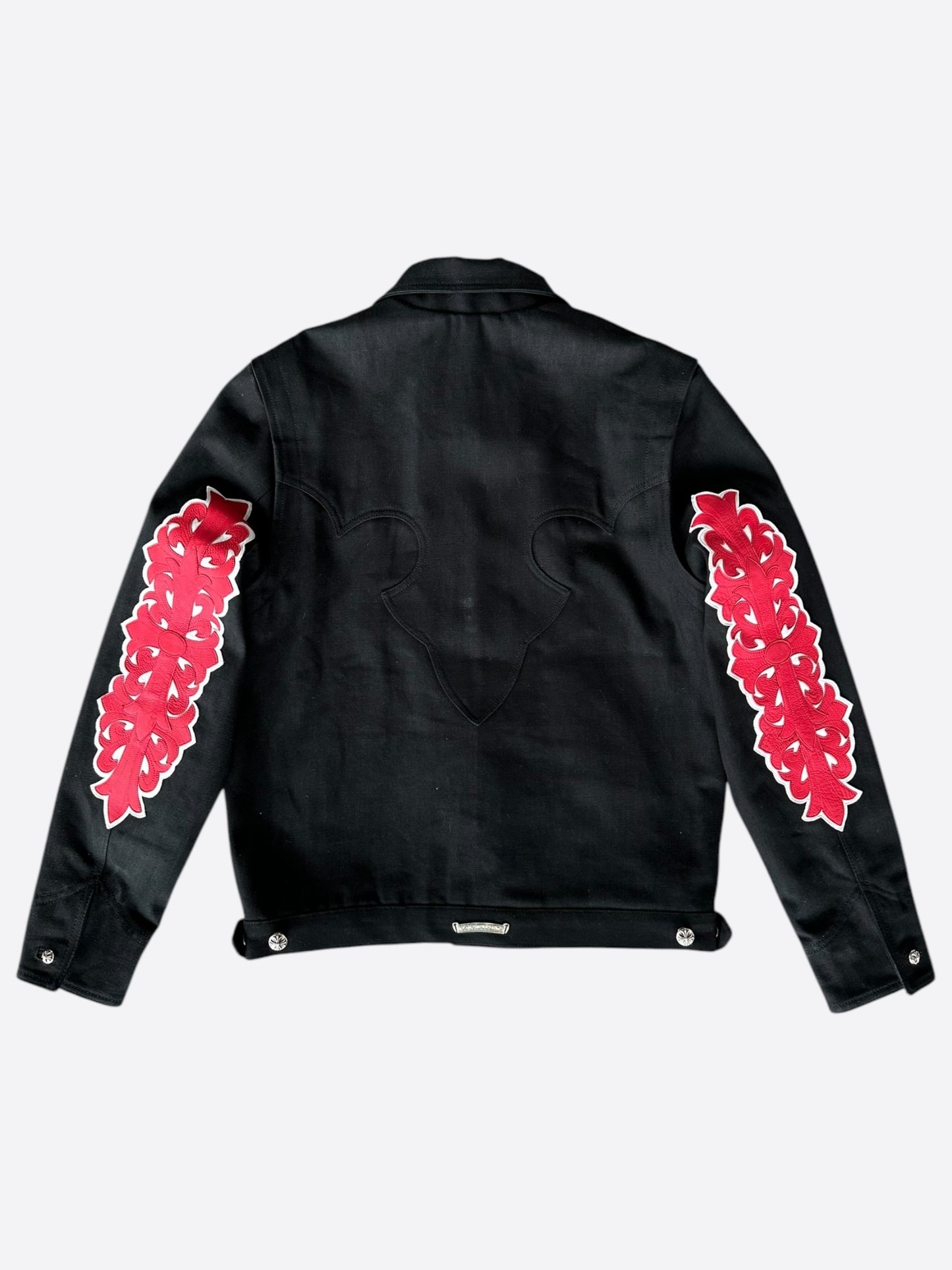 Chrome Hearts Black & Red Floral Patch Fleur Jacket