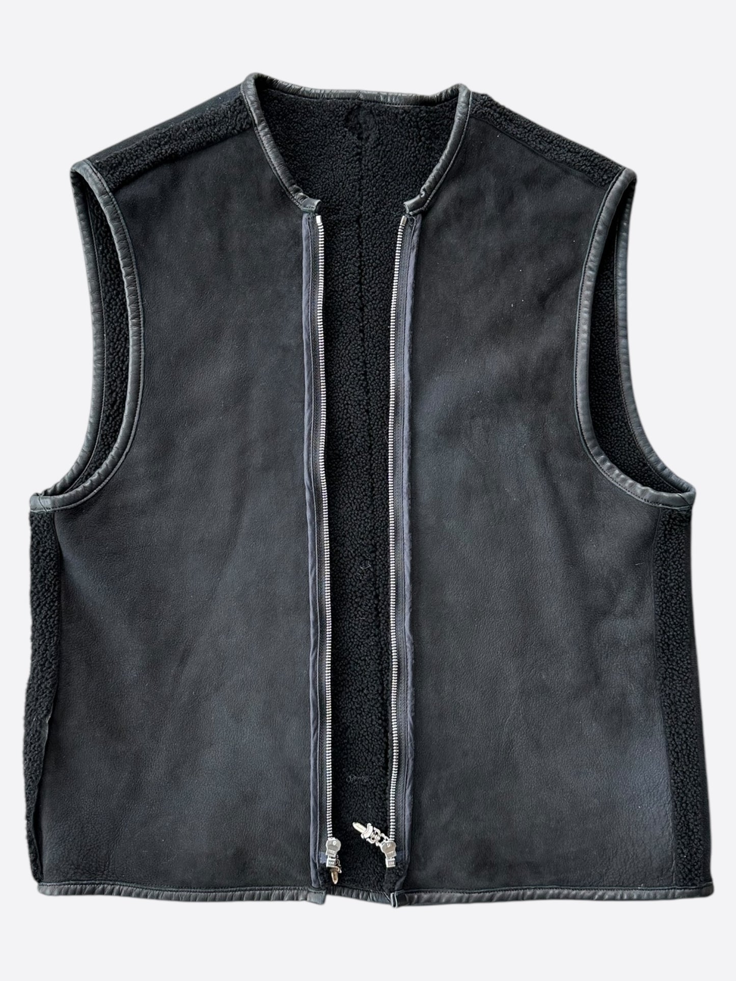 Chrome Hearts Black Herringbone Shearling Jacket