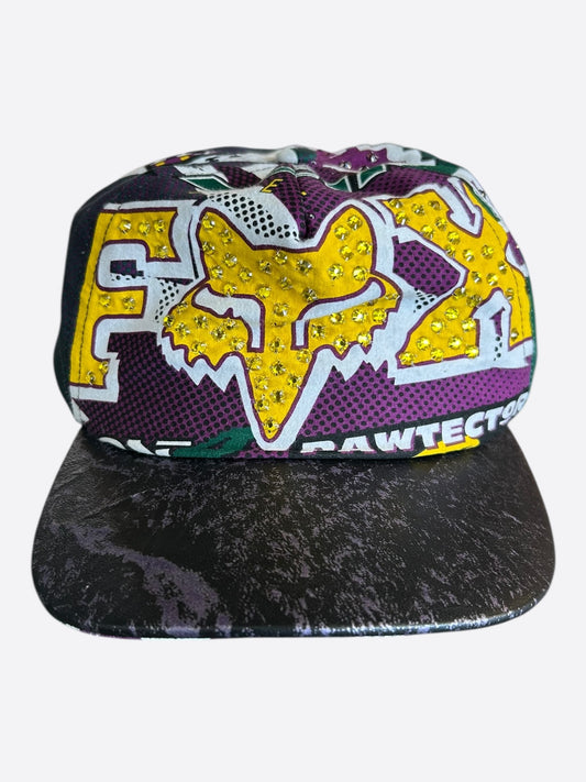 Bossi Purple & Green Rhinestone Embellished Hat