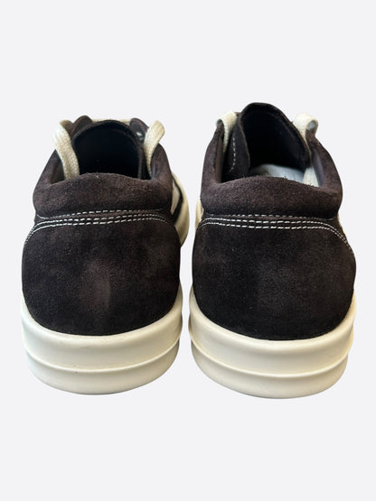 Rick Owens Dark Brown & White Suede Vintage Women's Low Top Sneakers