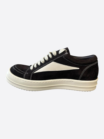 Rick Owens Dark Brown & White Suede Vintage Women's Low Top Sneakers