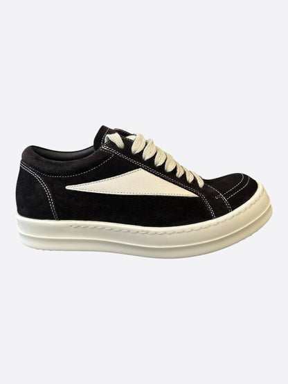 Rick Owens Dark Brown & White Suede Vintage Women's Low Top Sneakers