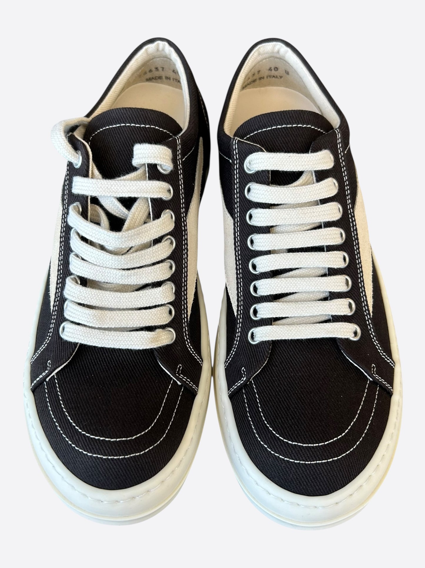 Rick Owens Dark Brown & White Vintage Low Top Sneakers