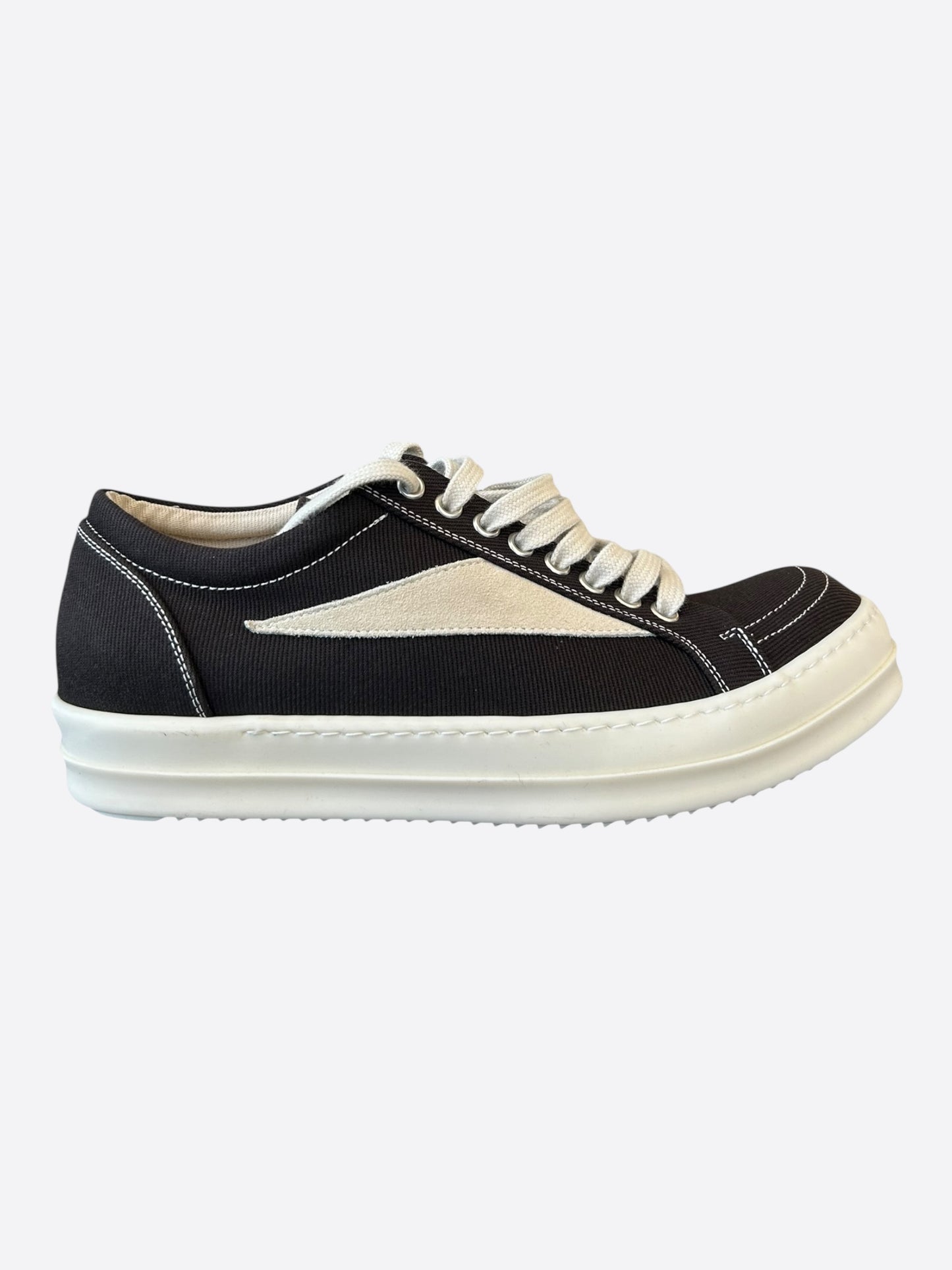 Rick Owens Dark Brown & White Vintage Low Top Sneakers