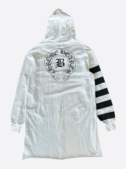 Chrome Hearts Bella Hadid White & Black Horseshoe Logo Striped Hoodie