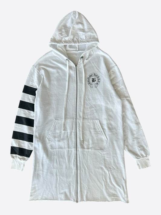 Chrome Hearts Bella Hadid White & Black Horseshoe Logo Striped Hoodie