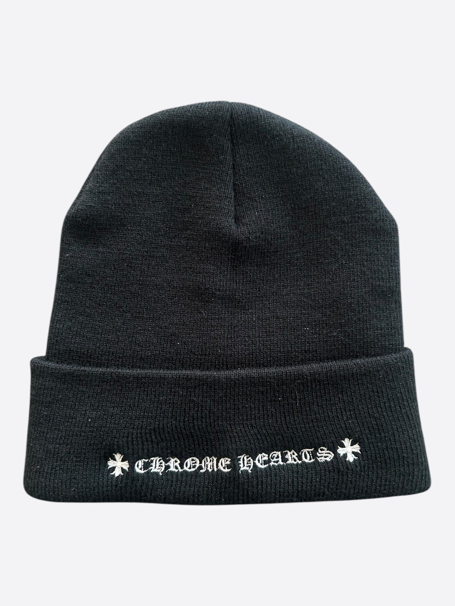 Chrome Hearts Rolling Stones Black & Red Leather Patch Beanie