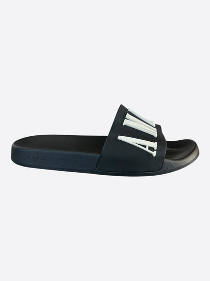 Amiri Black & White Logo Rubber Slides