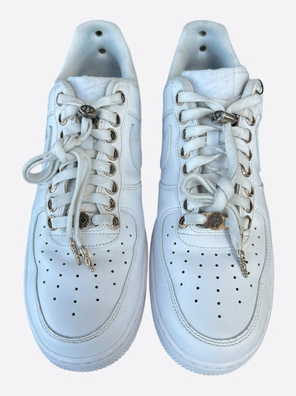 Chrome Hearts Nike White & Silver Air Force 1 Sneakers