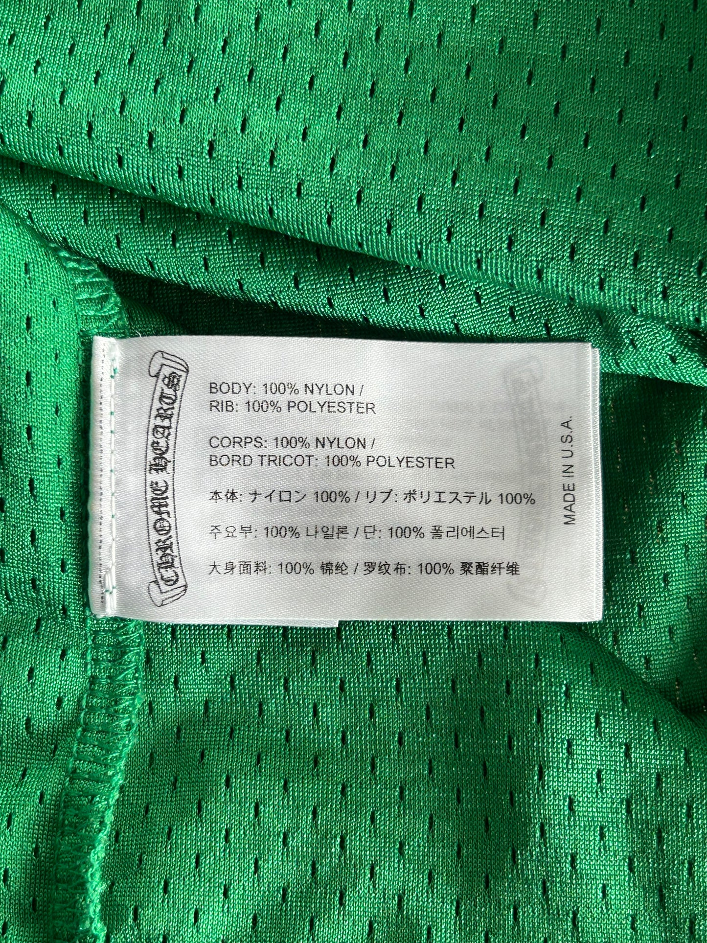 Chrome Hearts Green & Yellow Logo Mesh Jersey T-Shirt