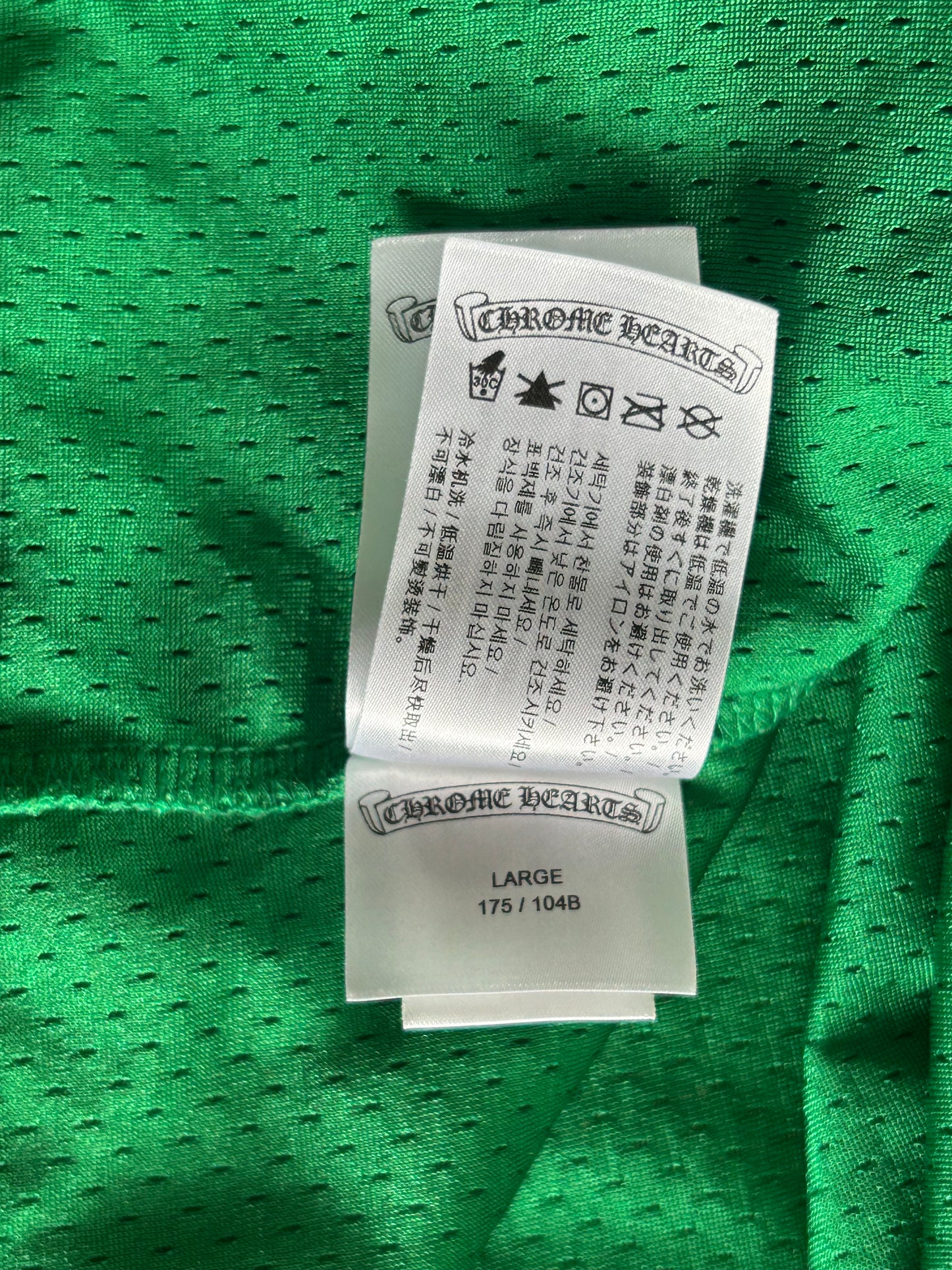 Chrome Hearts Green & Yellow Logo Mesh Jersey T-Shirt