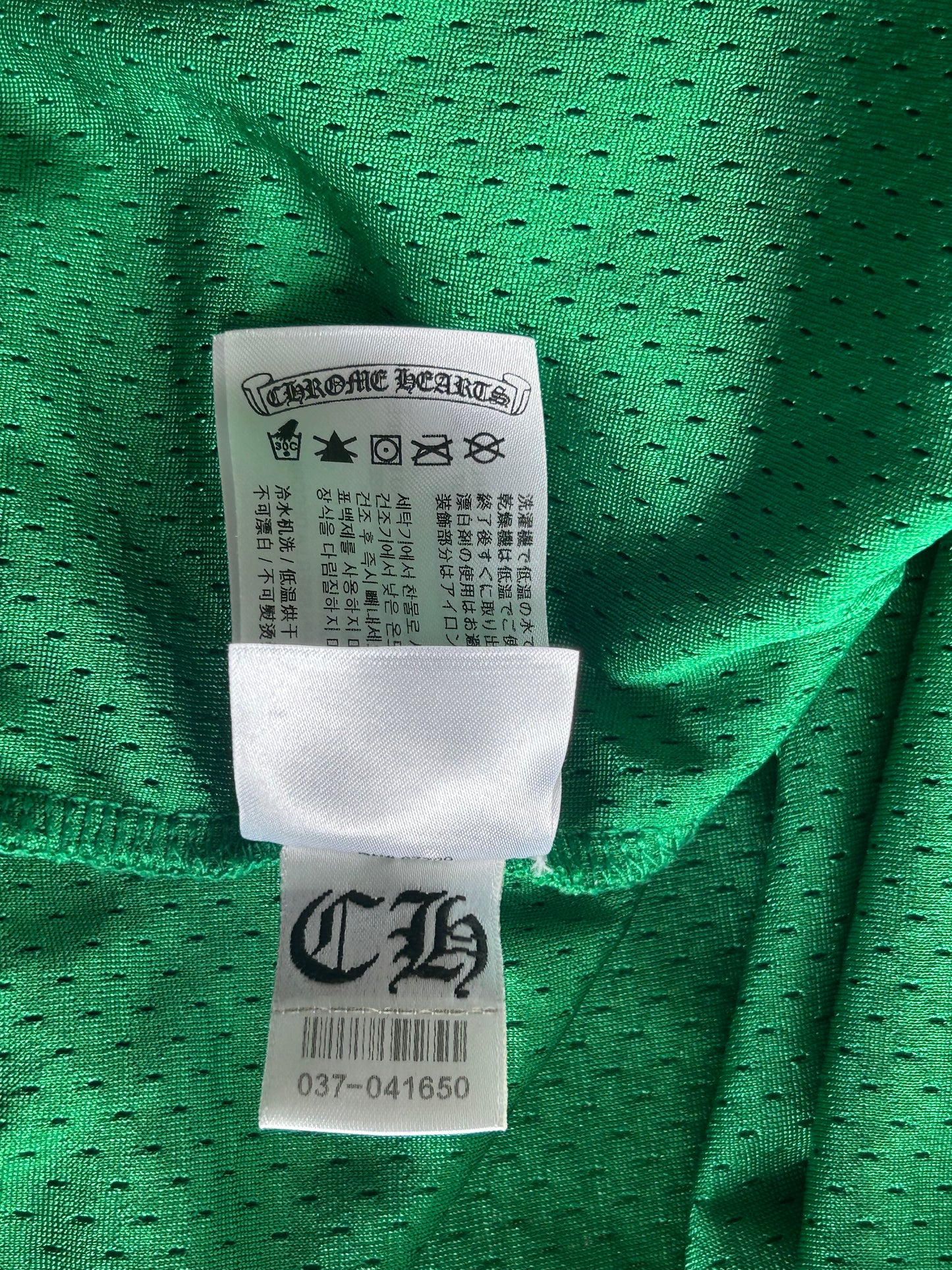 Chrome Hearts Green & Yellow Logo Mesh Jersey T-Shirt